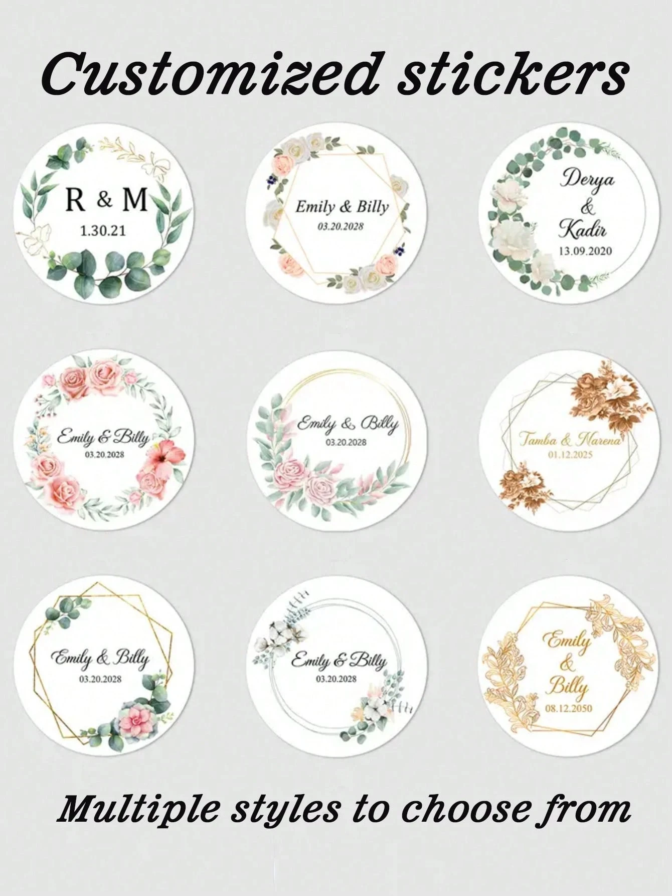 

Personalized Name Date Custom Stickers Wedding Birthday Baptism Invitation Thank You Supplies Colorful Cute Y2K Stylish Gifts Fo