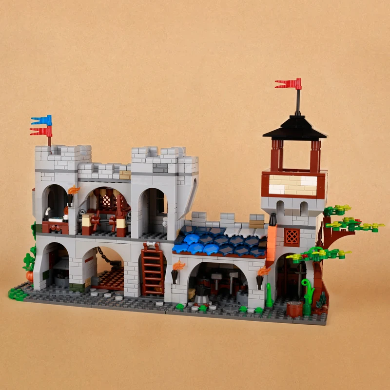 MOC Medieval Castle Burg Building Blocks Set Prison Van Bonfire Ancient Wall Bread Oven Stable Church DIY Bricks Toys Boys Gift