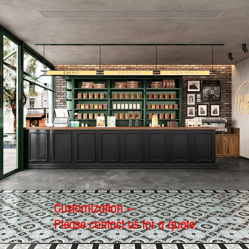 

custom.Vintage Coffee Western Restaurant Shop Front Desk Workbench Milk Tea Shop Cashier Bar Hotel Table Baking Paint Counter