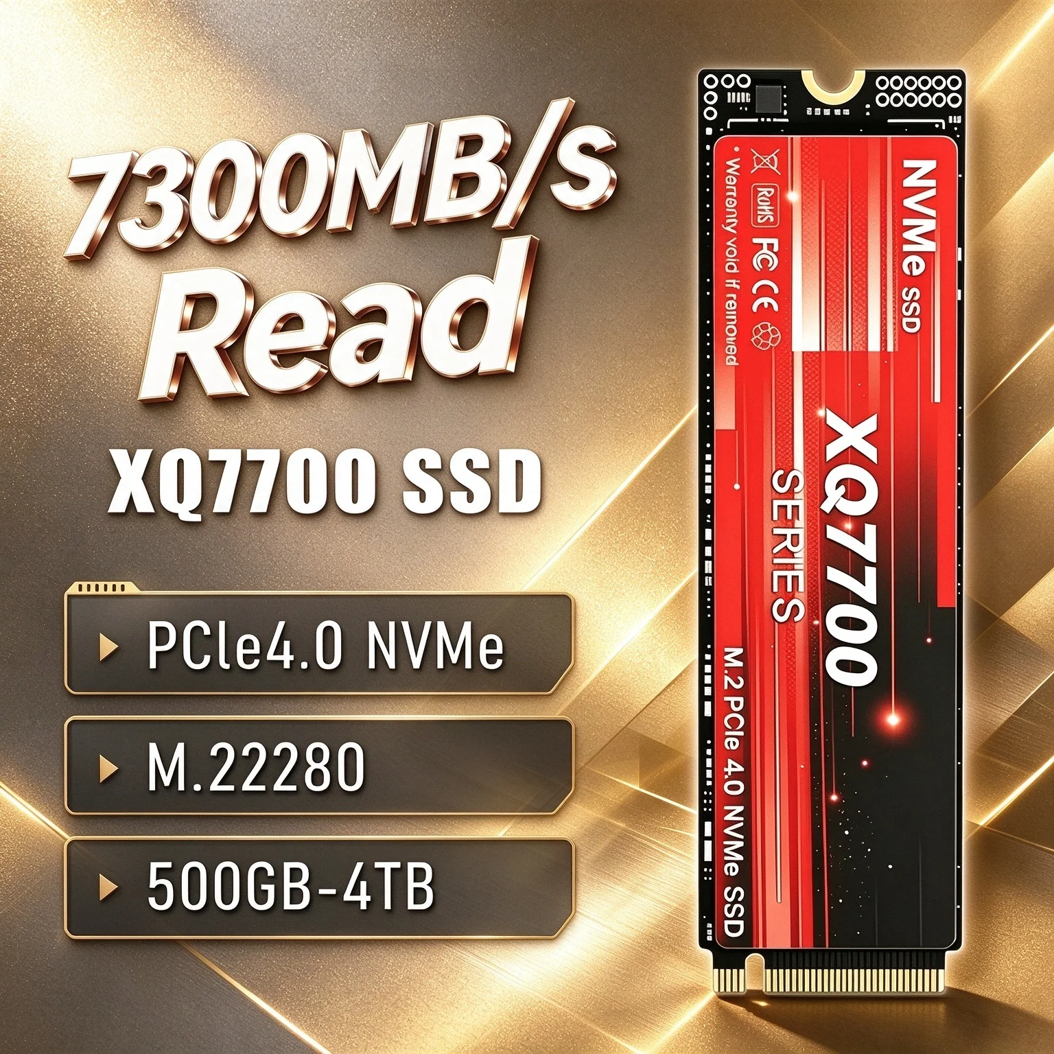 2026 Hot Sale XQ7700 NVMe PCIe 4.0 SSD 7300MB/s Seq Read Speed 500GB 1TB 2TB 4TB M.2 2280 Internal Storage for Desktop PCs