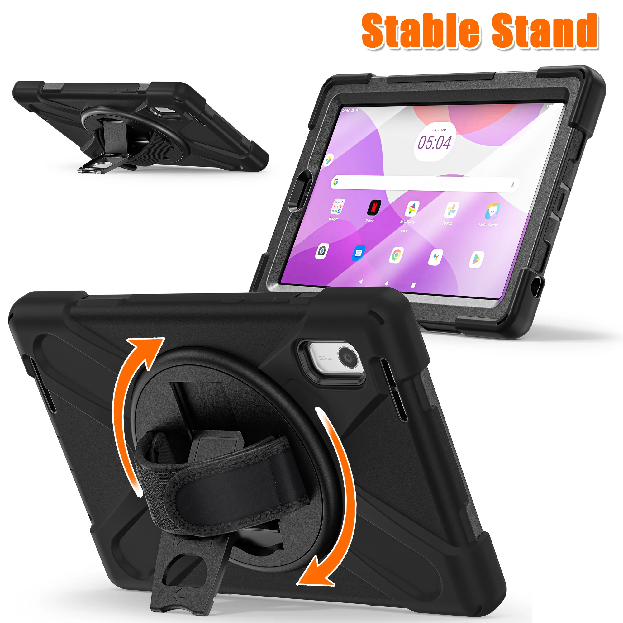 For ERAZER M10 2023 Case Armor Pull Ring Shoulder Strap Stand Tablet Cover For Tab M10 Plus 10.3 Xiaoxin Pad 11 Pro 11.2