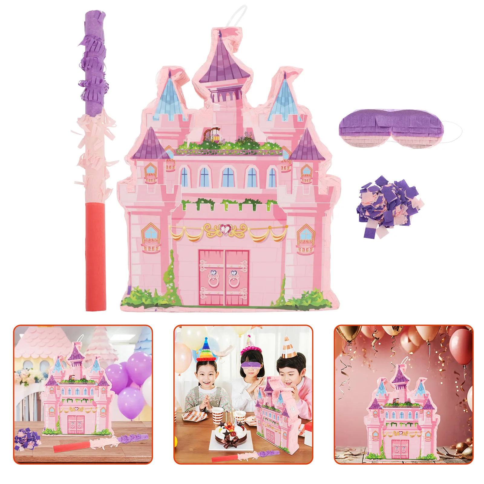 

1Set Castle Pinata Decoration for Birthday Party Hanging Candy Game Centerpiece Fun Party Activity Accessory