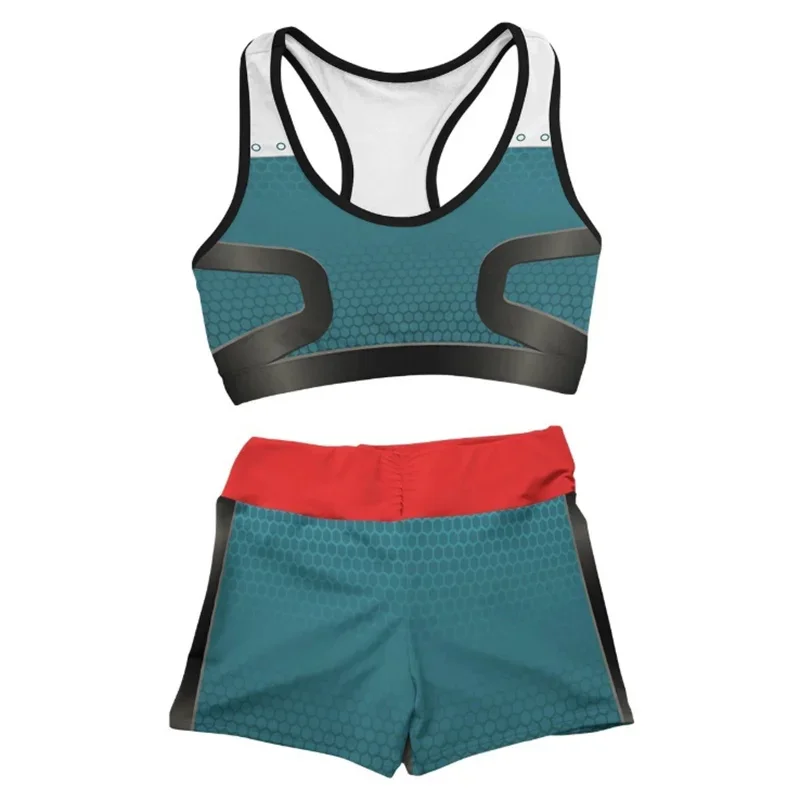 Anime My Hero Academia Midoriya Izuku Deku Bakugou Sports Vest Bra Shorts Suit Sport Swimsuit Two-piece Suit Cosplay Costume