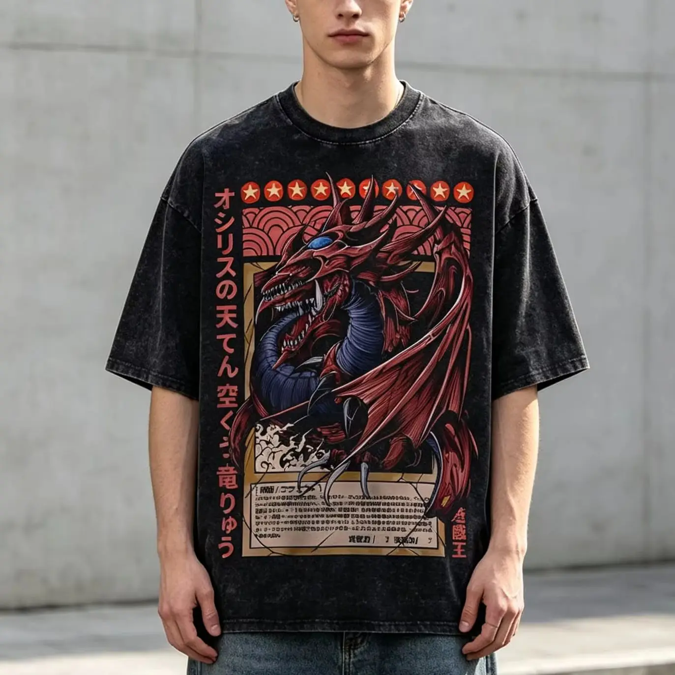 Anime Yu Gi Oh Slifer The Sky Dragon Summer Casual Y2k Women's Tshirt Unisex Tee Top Men's Cotton Short Sleeve Washed T Shirt
