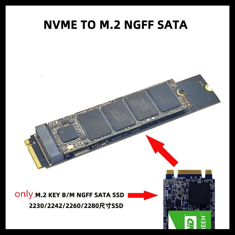 NVME do M.2 SATA KEY-B NGFF Adapter konwerter kart Riser M.2 klucz B/M SATA do obsługi kart NVME 2230-2280 M2 NGFF SSD