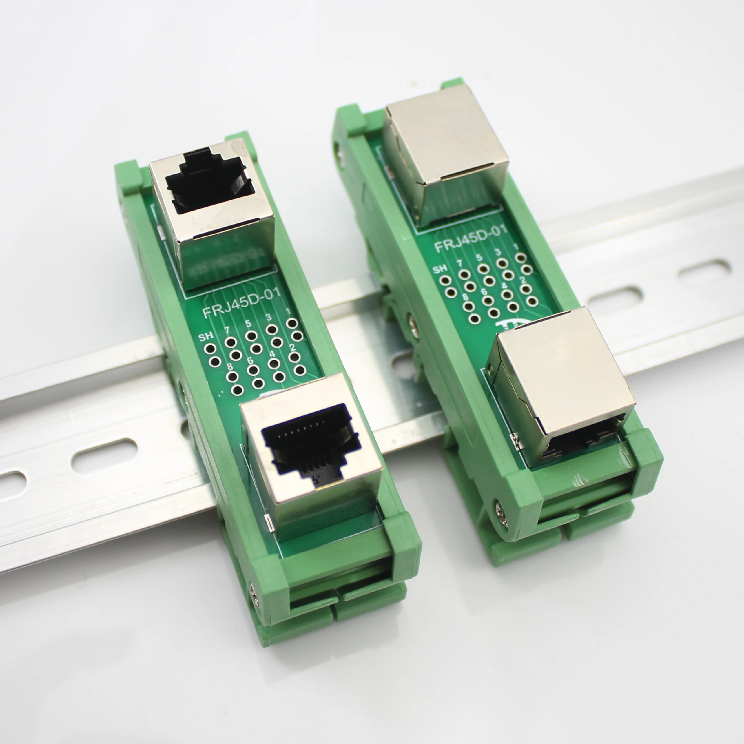 RJ45 Female 8P8C Breakout Board With Din Rail Mounting Bracket Foot