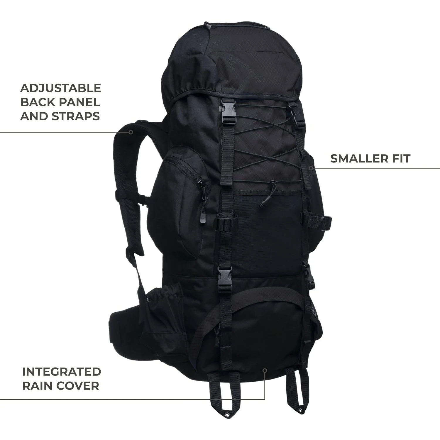 65L Scout Internal Frame Backpack for Hiking, Camping, Backpacking, Travel, Rain Cover Included, Pacific