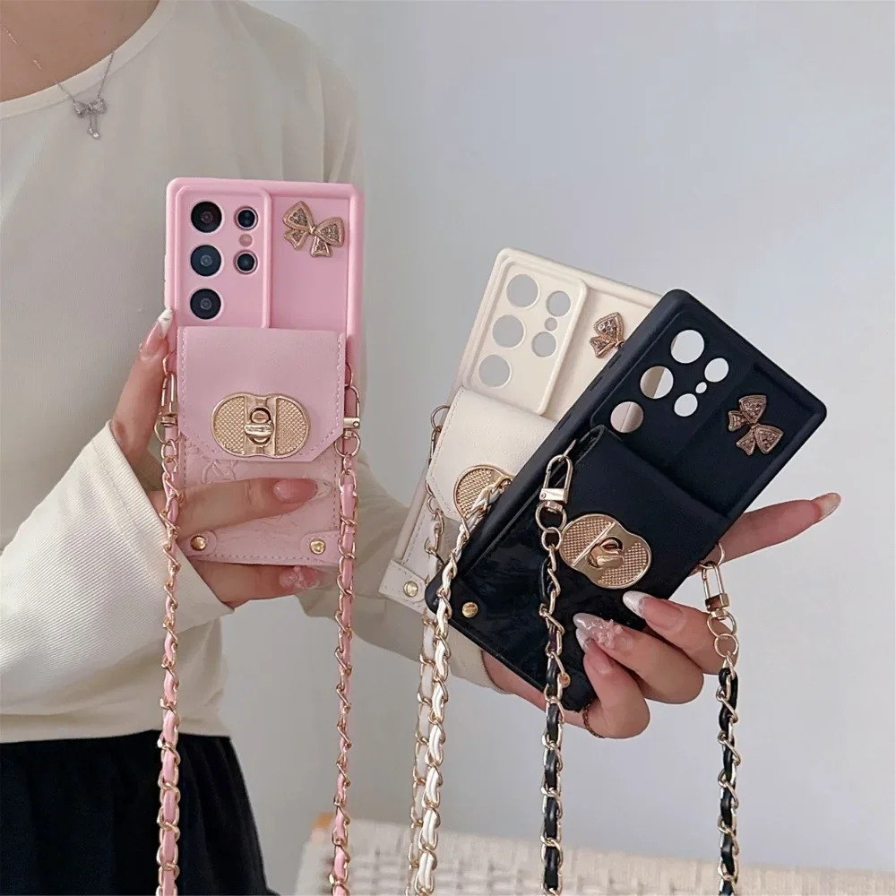 Samsung Galaxy S24 S21 FE S25 Ultra S23 S22 Plus A16 A56 A36 A55 A35 A15用 クロスボディ スマホケース 財布 カードホルダー PUレザー