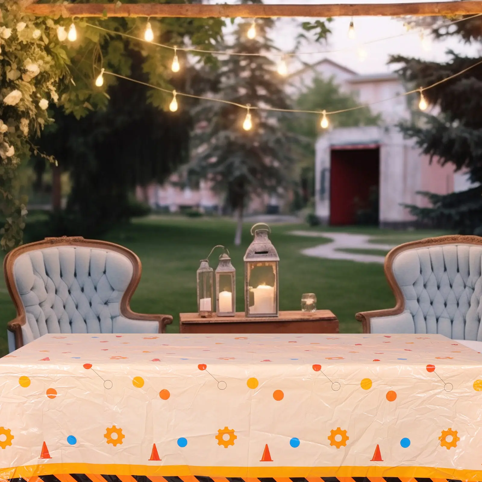 Construction Theme Rectangle Tablecloth 2 Pack Heavy Duty Disposable Birthday Party Table Cover