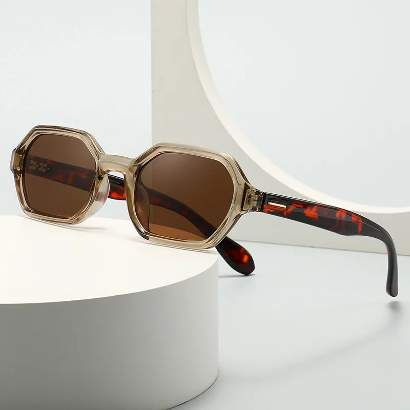Polarized Octagonal Sunglasses for Men Women Retro Slim Polygon Frame UV400 Anti-glare Driving Outdoor Fashion Sun Glasses Shade