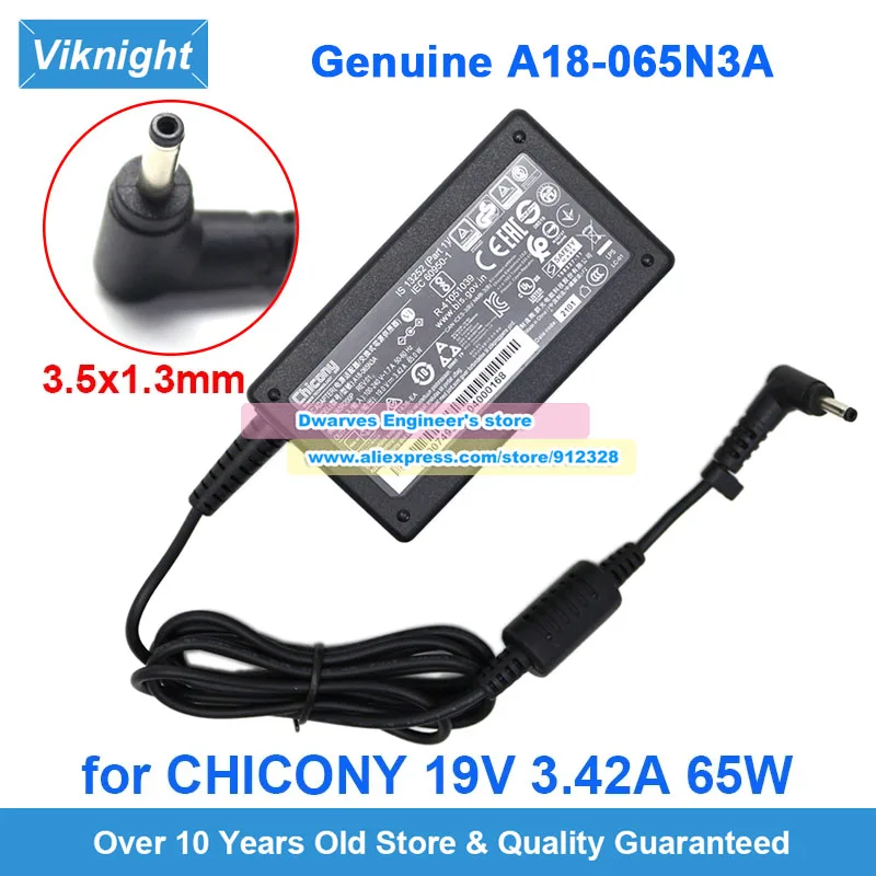 

Genuine CHICONY A18-065N3A AC Adapter 19V 3.42A 65W Laptop Charger 400749902104 A065R200P REV01 Power Supply 3.5x1.3mm