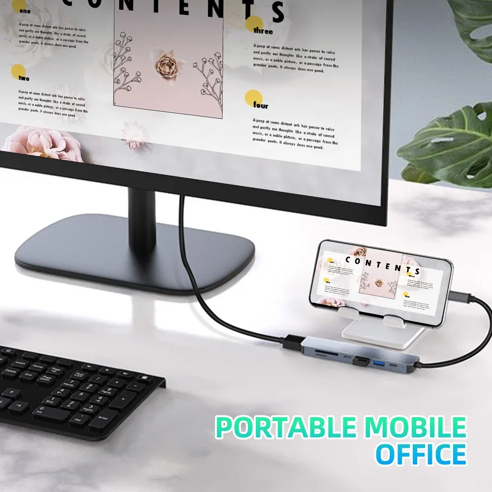 USB C Hub naar 4K HDMI-compatibel USB 3.0 2.0 Type C Opladen SD TF-kaartlezer Dockingstation voor telefoon MacBook Computer