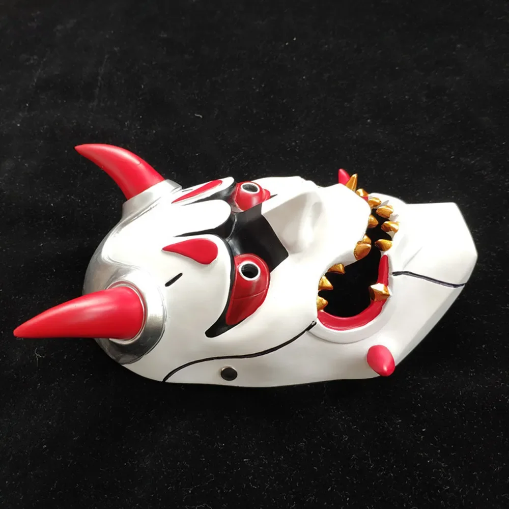 Longhorn Demon Prajna Mask Evil Ghost Mask Cosplay Overwatch Masquerade Masque Halloween Props Ghost Face Mask Peripheral Toy