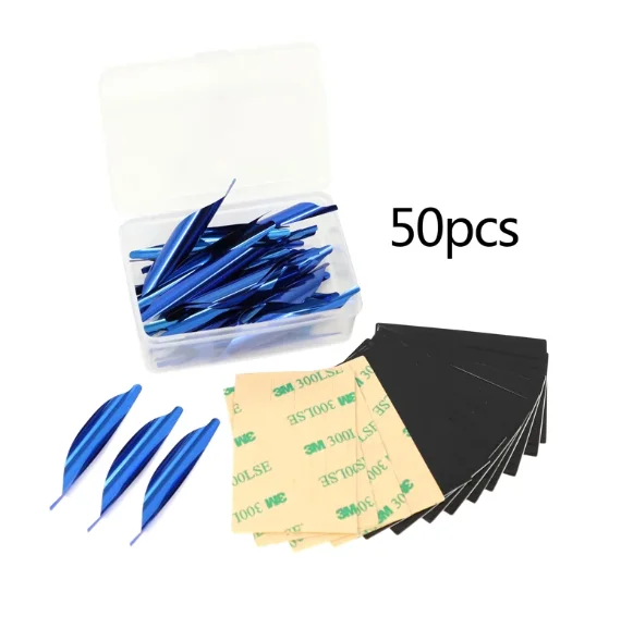 50pcs/box 1.8/2inch Spiral Feather Archery Spin Vanes Right Wing DIY Arrow Archery With Sticker Tape Arrow Accessories