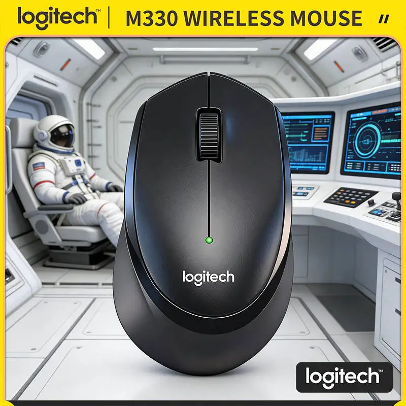 

Беспроводная бесшумная мышь Logitech M330 с оптическим отслеживанием, 2,4 ГГц, эргономичная, с длительным временем автономной работы, для ПК, Mac, Windows, Home