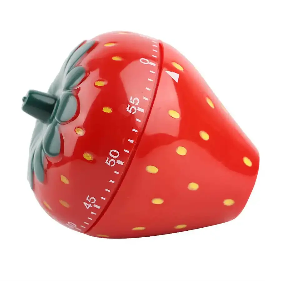 Strawberry Shaped 60 Minutes Kitchen Timer Mechanical Wind-Up Timer Time Reminder Countdown Lovely Fruit Red Kitchen Timer Tools
