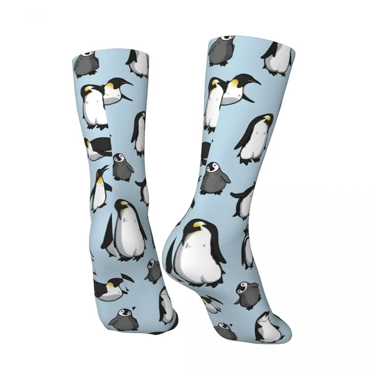 Men's Penguin Pattern Crew Socks, Retro, Harajuku, Street Style, Novidade, Bonito