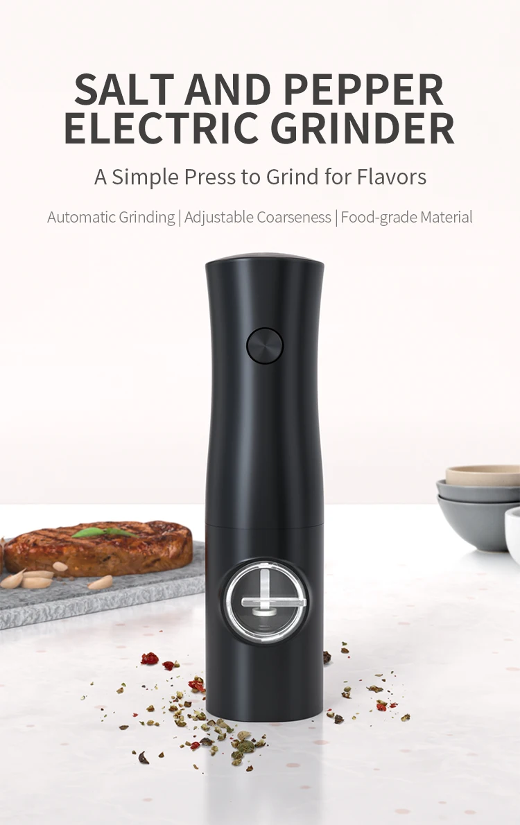 自動電気ミル,塩グラインダー,LEDライト,調整可能な粗さ