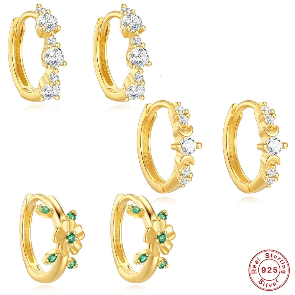 

Серьги-кольца AIDE Plata из стерлингового серебра 925 пробы с зеленым цирконием для женщин, маленькие модные круглые серьги-обнимашки, ювелирные изделия, подарки