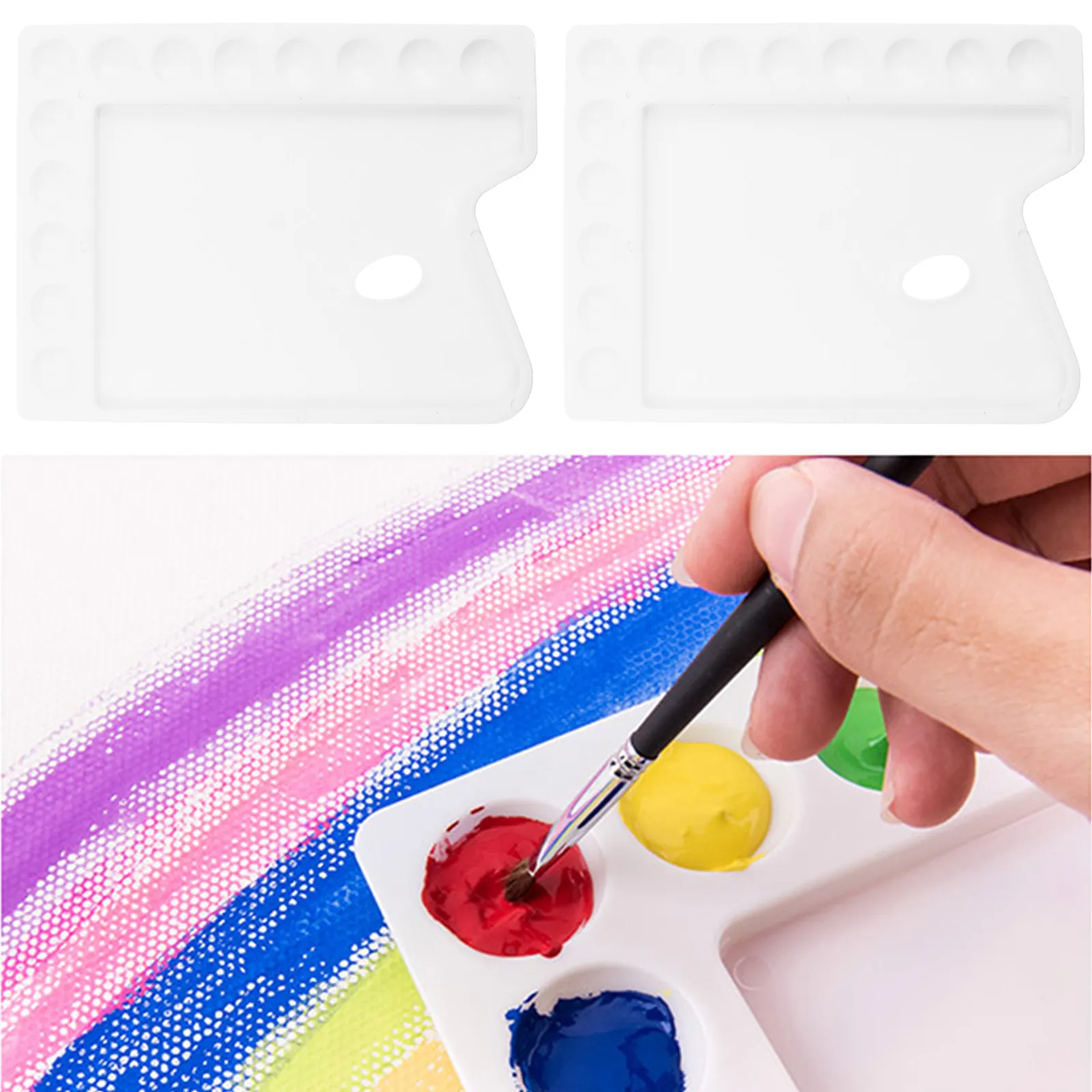 3Pcs Exquisitely Made Plastic Pigment Trays 13-Slot Color Mixing Plate for Watercolor Painting Drawing DIY Art Projects Student