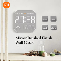 Xiaomi Silent Wall Clock Table Alarm Mirror Brushed Finish Wall Clock Premium Time Calendar Time/Day/Month/Year/Temp Display