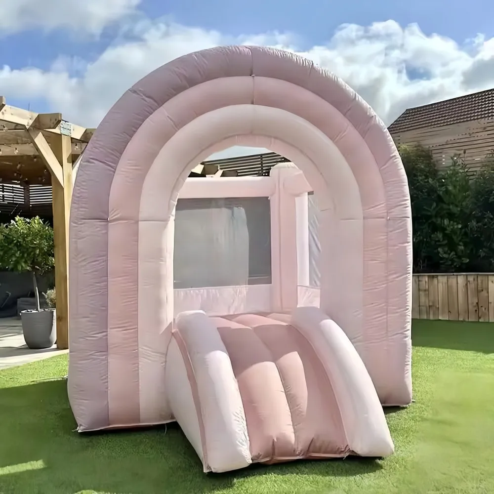 

Unisex Luxy Toddler Kids Jumping castl Pastel Rainbow Bounce House slide combo girls Bouncy castle inflatable playing room