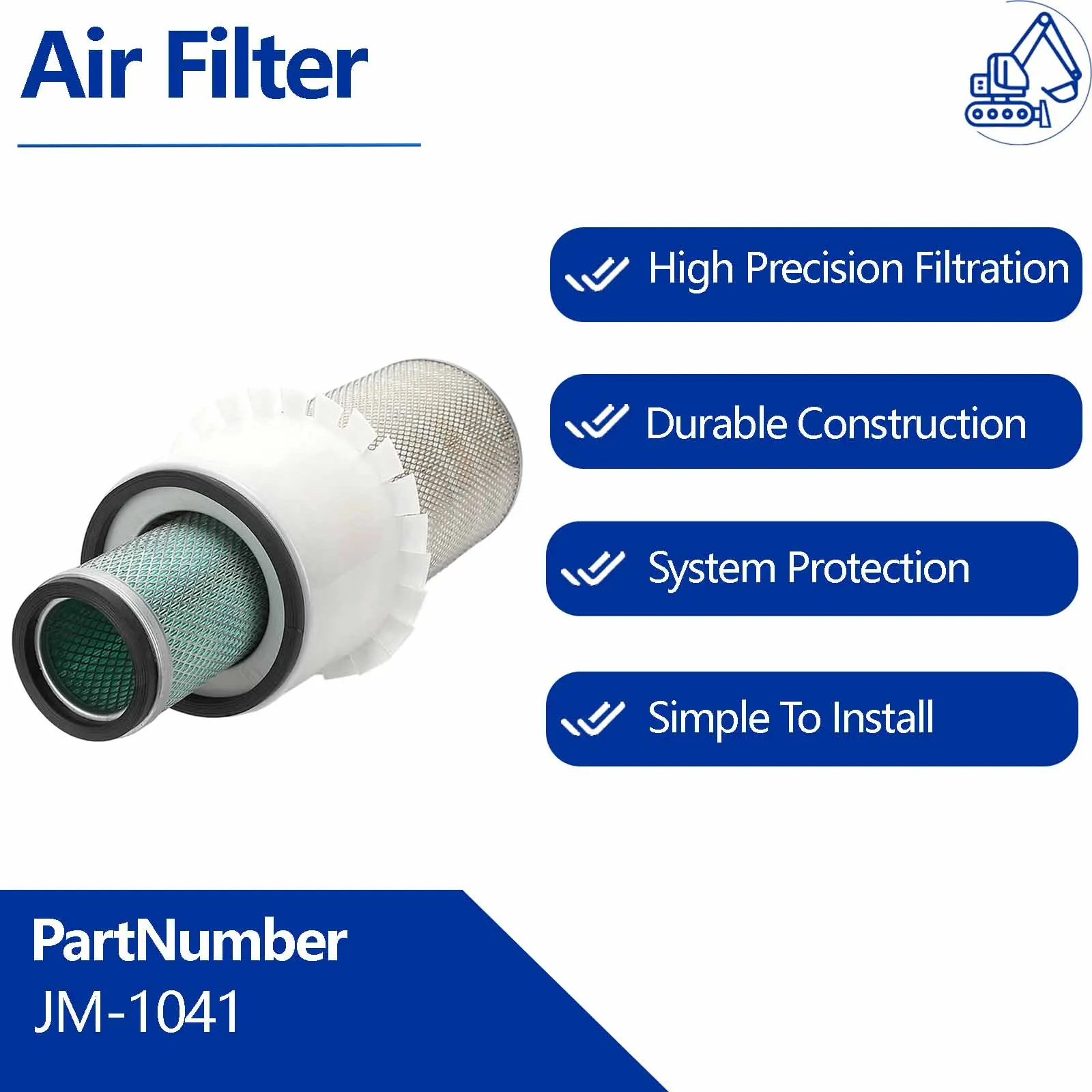 Air Filter AF4995K For Hyundai R110 R130 R150-7 Crawler Excavators