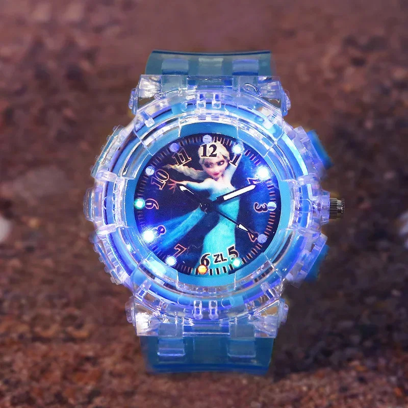 Disney Frozen Cartoon Children Watches Toy Flash Waterproof Sports Watch for Kids Girls Boy Quartz Wristwatch Child Clock Gifts