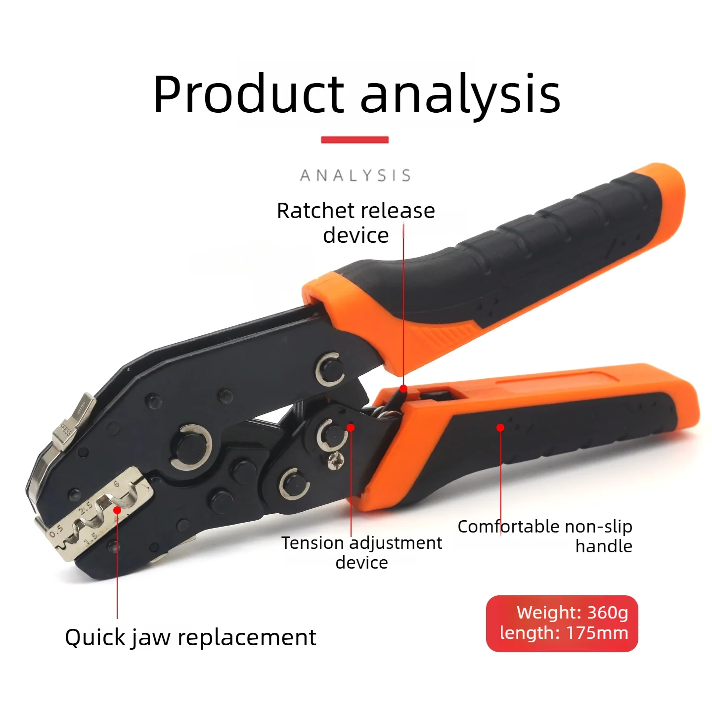 SNK Quick Change Head Crimping Pliers Set for Spade Insulated Tube PV Bare Blade Terminals Electrical Wire Harness Tool