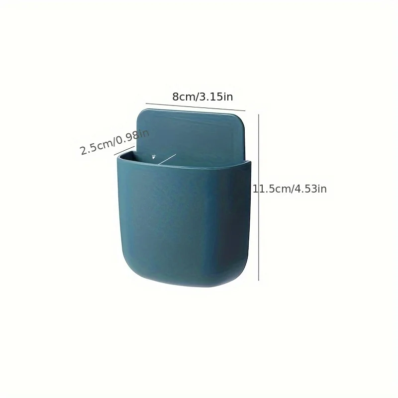 1pc Wall Mounted Storage Box For Mobile Phone Plug Holder Stand Rack Remote Control Storage Organizer Case