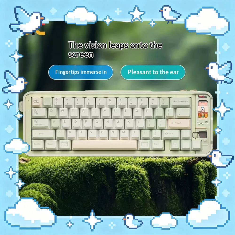 TickType QK65MK3 Gaming Keyboard Gasket Structure Multifunctional Interactive Color Screen Wireless Keyboard Adapting Bluetooth