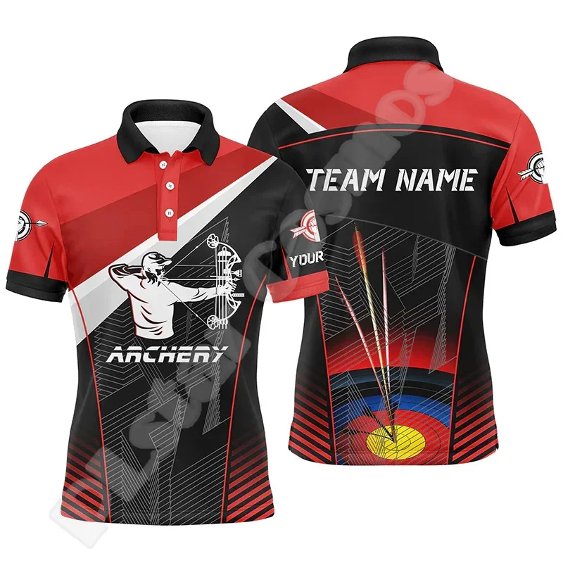 Custom Name Mesh Breathable Archery Archer Shooter Tattoo Retro 3DPrint Harajuku Summer Streetwear Short Sleeves Polo Shirts X7