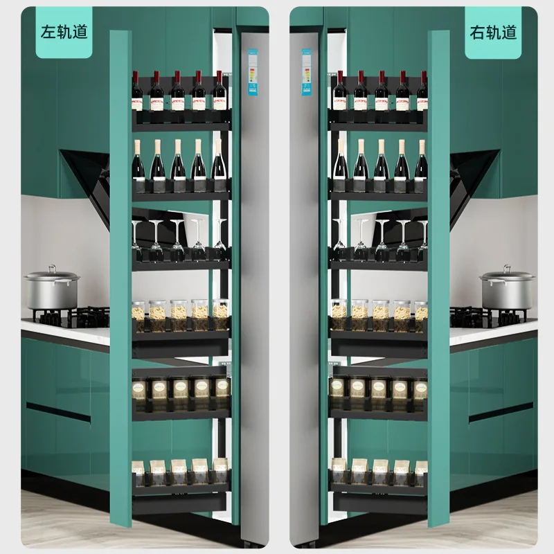 Kitchen Cabinet High Cabinet Drawer Type Extremely Narrow Small Side Pull Basket Seasoning Basket Snack Cabinet Multi-layer