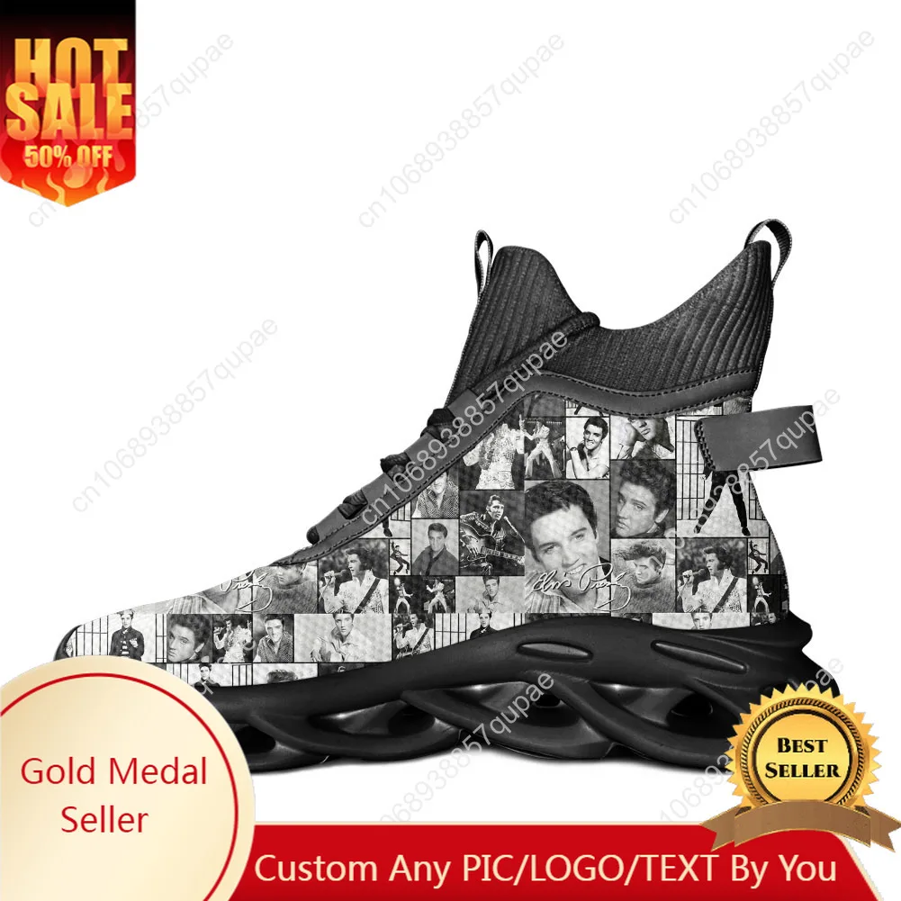 

Elvis Aaron Presley High Top Flats Sneakers The King Hillbilly Cat Sports Running Shoe Sneaker Lace Up Mesh Footwear Custom Shoe