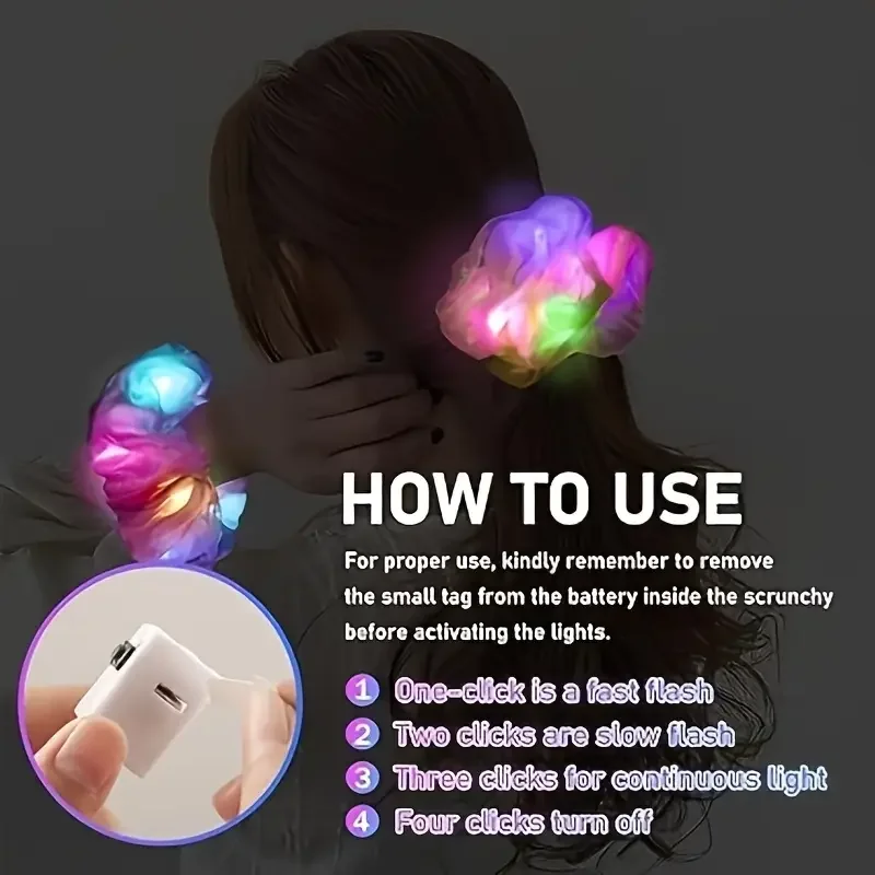 1/10PCS LED 소녀 헤어 밴드 바 생일 콘서트 헤어 액세서리 핑크 글로우 Scrunchie 깜박이 머리 Scrunchies 귀여운 소녀 선물