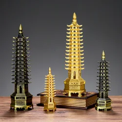 Feng Shui Zinc Alloy 3D Model, Chinese Wenchang Pagoda Tower Crafts, Statue Souvenir, Home Decoration, Metal Handicraft