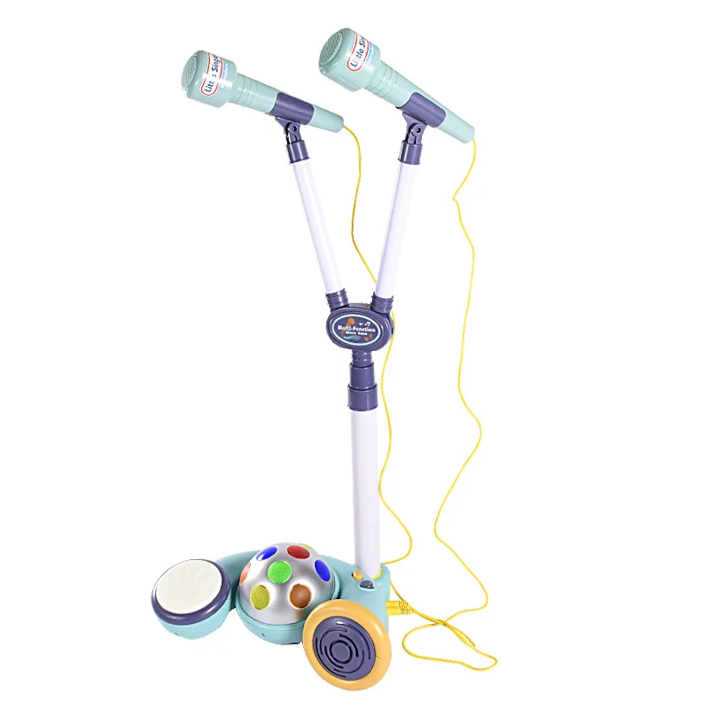 Giocattoli per macchine per Karaoke regolabili di tipo verticale per bambini giocattolo per strumenti musicali per intrecciare la luce A due Mike (A)