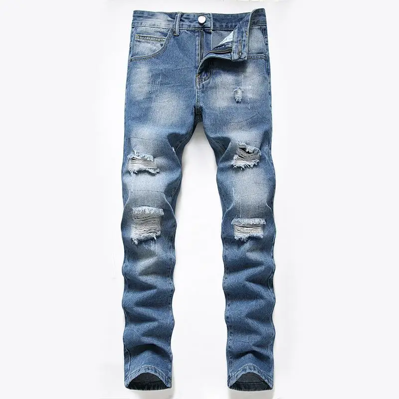 

Men's Ripped Straight Leg Oversized Jeans mid Waist Comfortable Fit Casual Vintage Sle Unbranded Denim Pants
