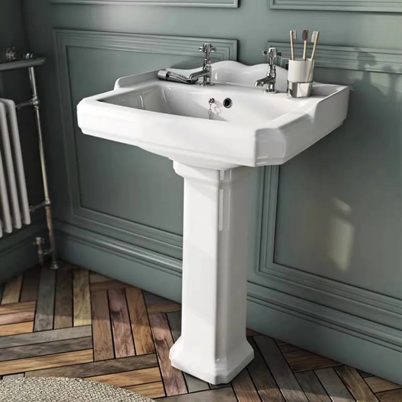 European column basin Old Shanghai retro wash basin Double faucet hole Single faucet hole Optional ceramic washbasin 7804