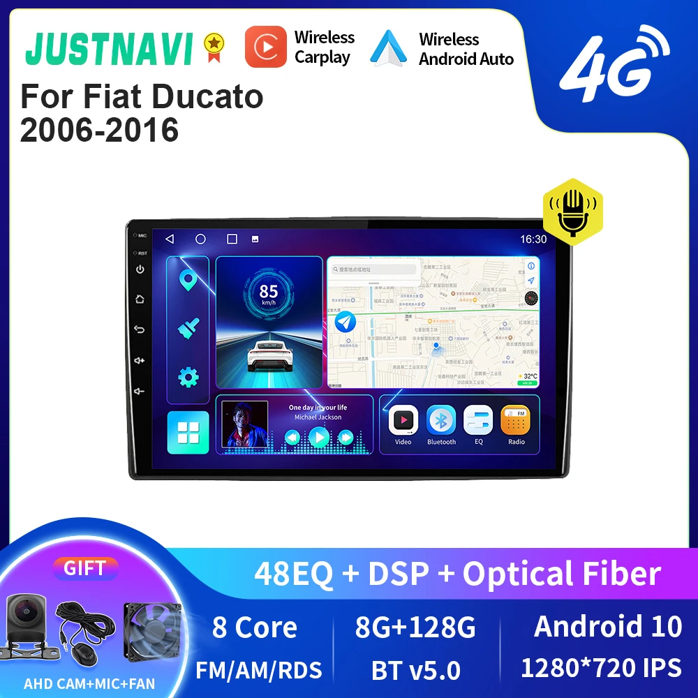 

Автомагнитола JUSTNAVI QT10 для Fiat Ducato 2006-2016 Carplay Android Авто DSP мультимедийный видеоплеер GPS Навигация стерео