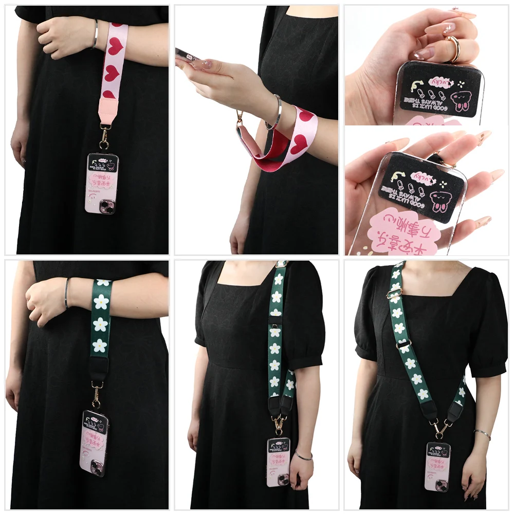 Adjustable Women Colored Straps For Crossbody Messenger Shoulder Bag Accessories Cell Phone Lanyard Strap Neck Cord With Wallet