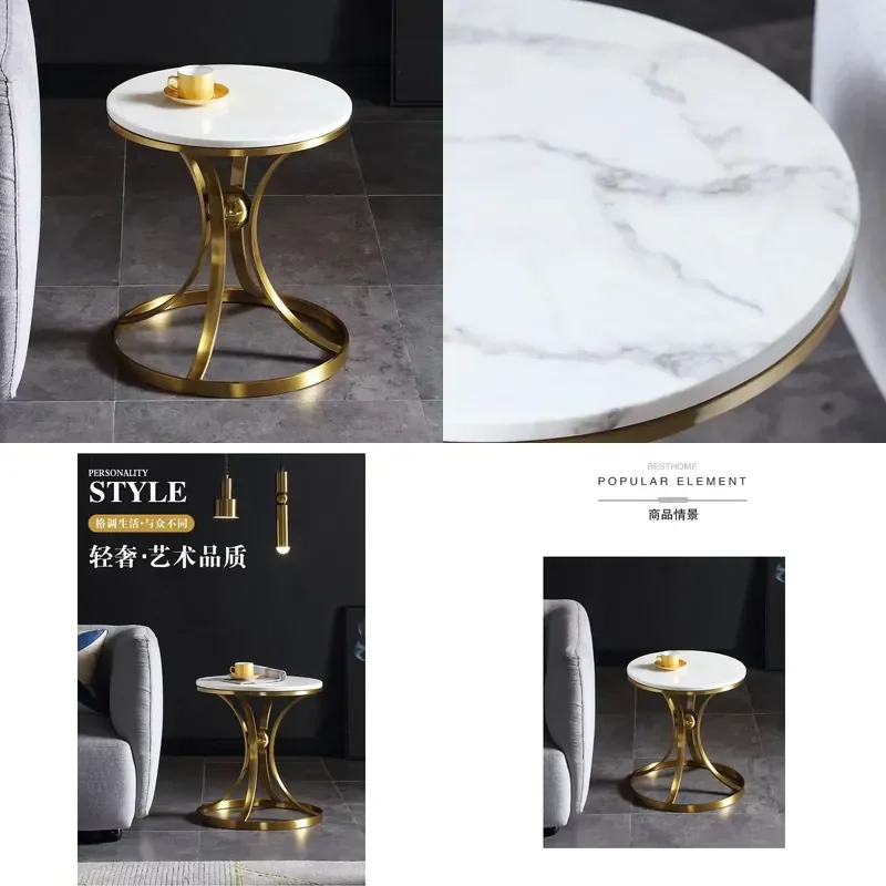 Light Luxury Post-Modern Simple Living Room Sofa Marble Edge Few Corners Small Coffee Table Free Installation Bedside Table