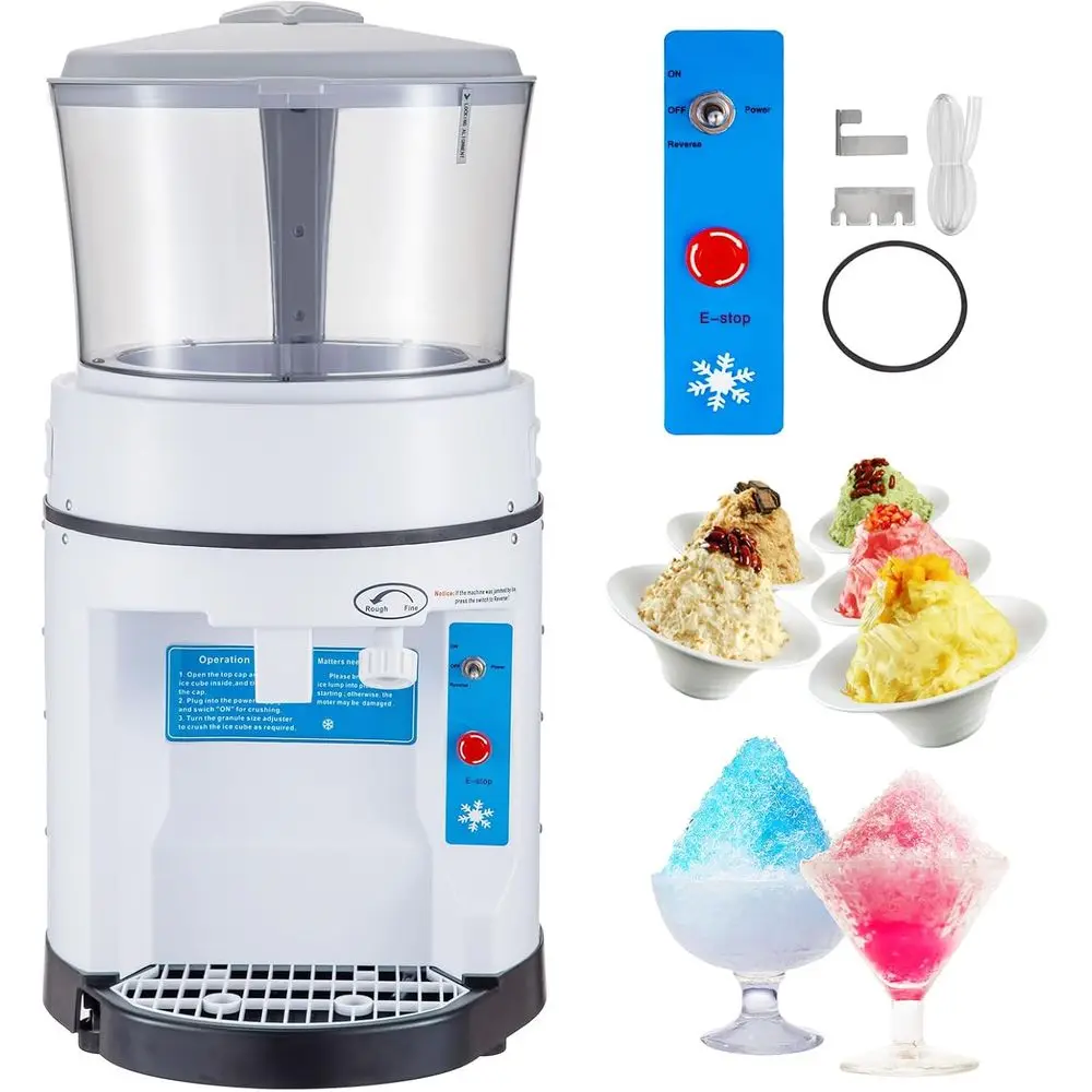 

High-Capacity 1100 lbs/hr Electric Ice Crusher, 17.6 lbs Hopper, 350W, Stainless Steel Blade for Catering and Events
