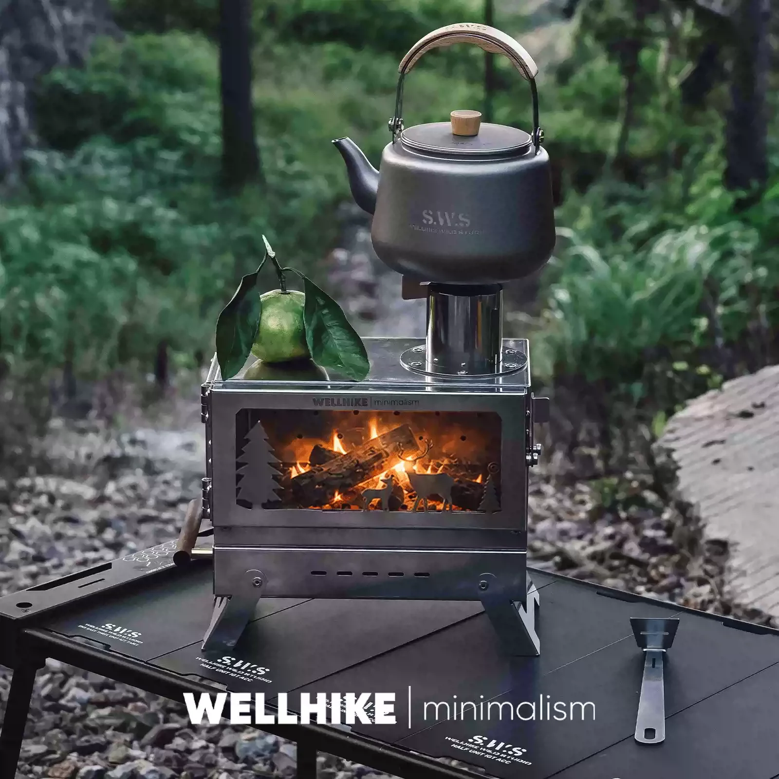 WELLHIKE Portable Stainless Steel Foldable Square Outdoor Firewood Burner Stove for Picnic Hiking Camping Kitchen Accessories