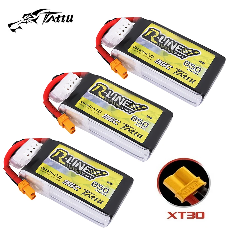 TATTU-R-LINE 1.0 850mAh 95C 11.1V Lipo Battery For RC Helicopter Quadcopter FPV Racing Drone Parts With XT30 Plug 11.1V Battery
