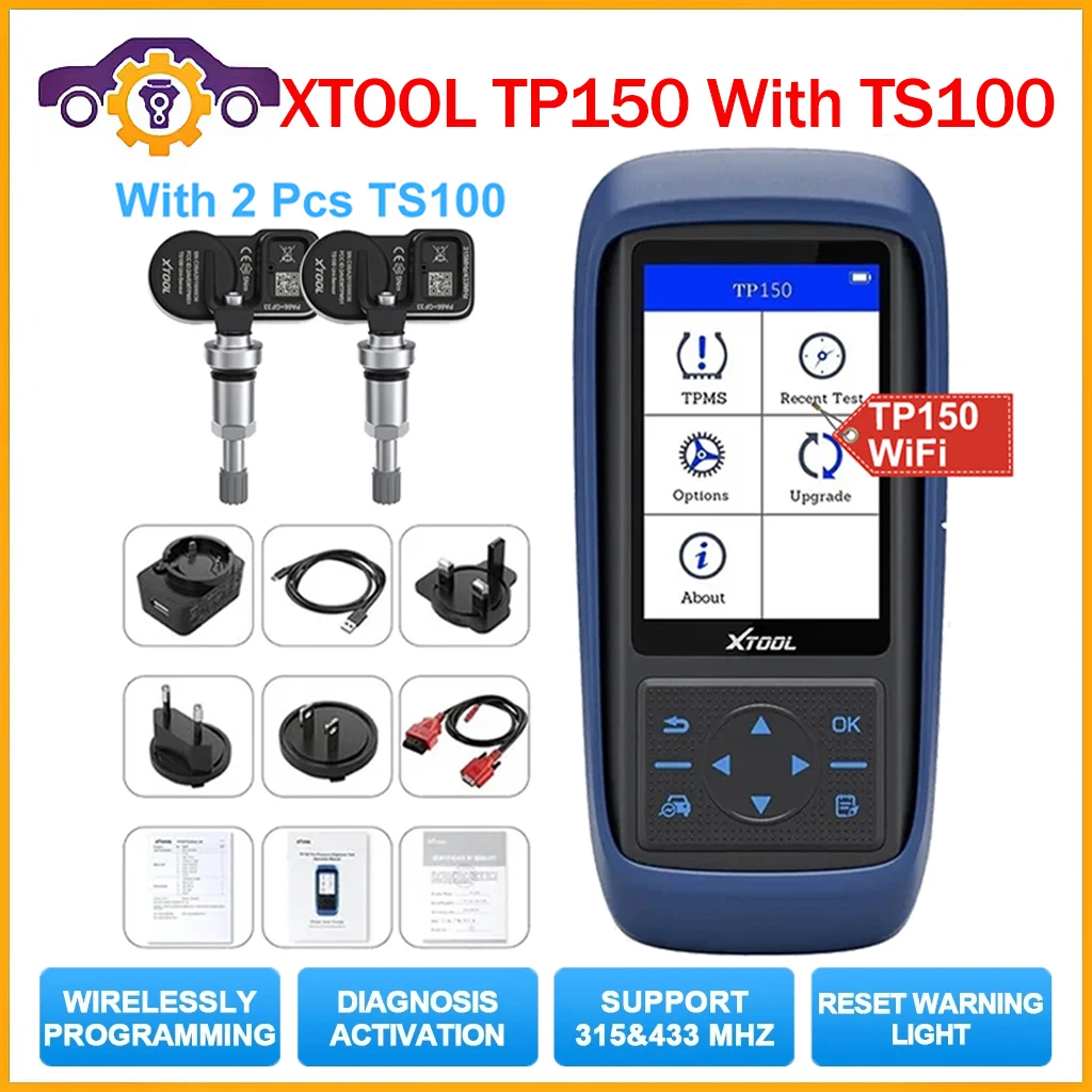 XTOOL TP150 WiFi 315MHz 433MHz 2 In 1 Car Tire Pressure Sensor Automotive Tire Repair Tool Unlimited Programming Read Clear DTCs