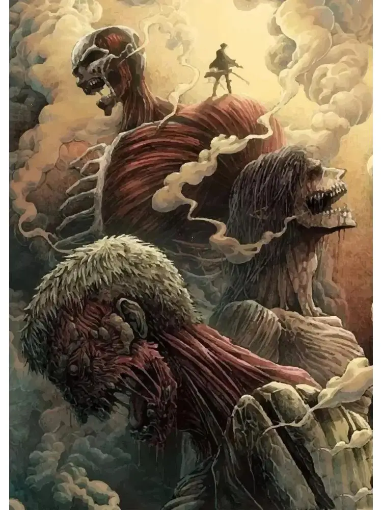 Popular Japanese Anime Attack on Titan Canvas Posters Colorful Painting Print Wall Pictures for Living Room Home Decor view 2