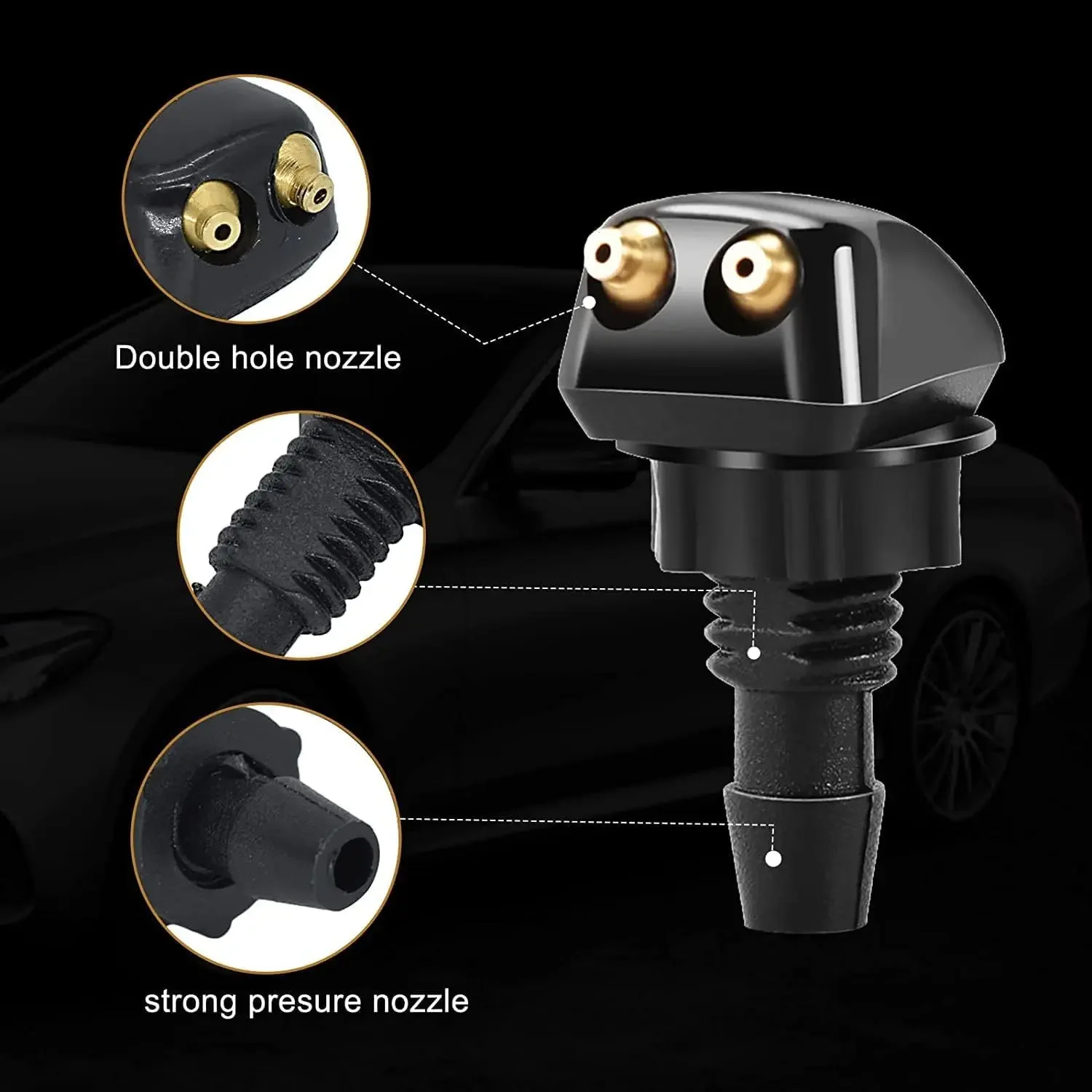 Car Windshield Wiper Washer Spray Nozzle Fits Most Car Models Car Dual Holes Windshield Washer Nozzle Wiper Water Spray Jet