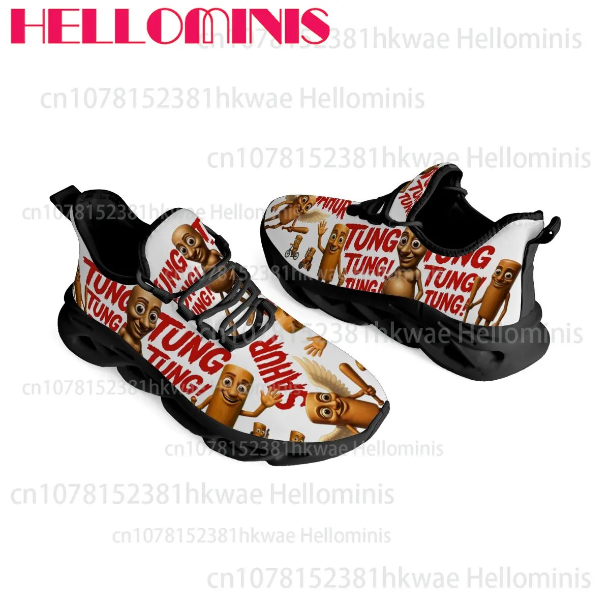 Picture 4: Tung Tung Tung Sahur Abstract Whimsical Print Casual Shoes Unisex Adult Soft Sole Lightweight Non-slip Trendy Casual Sneakers