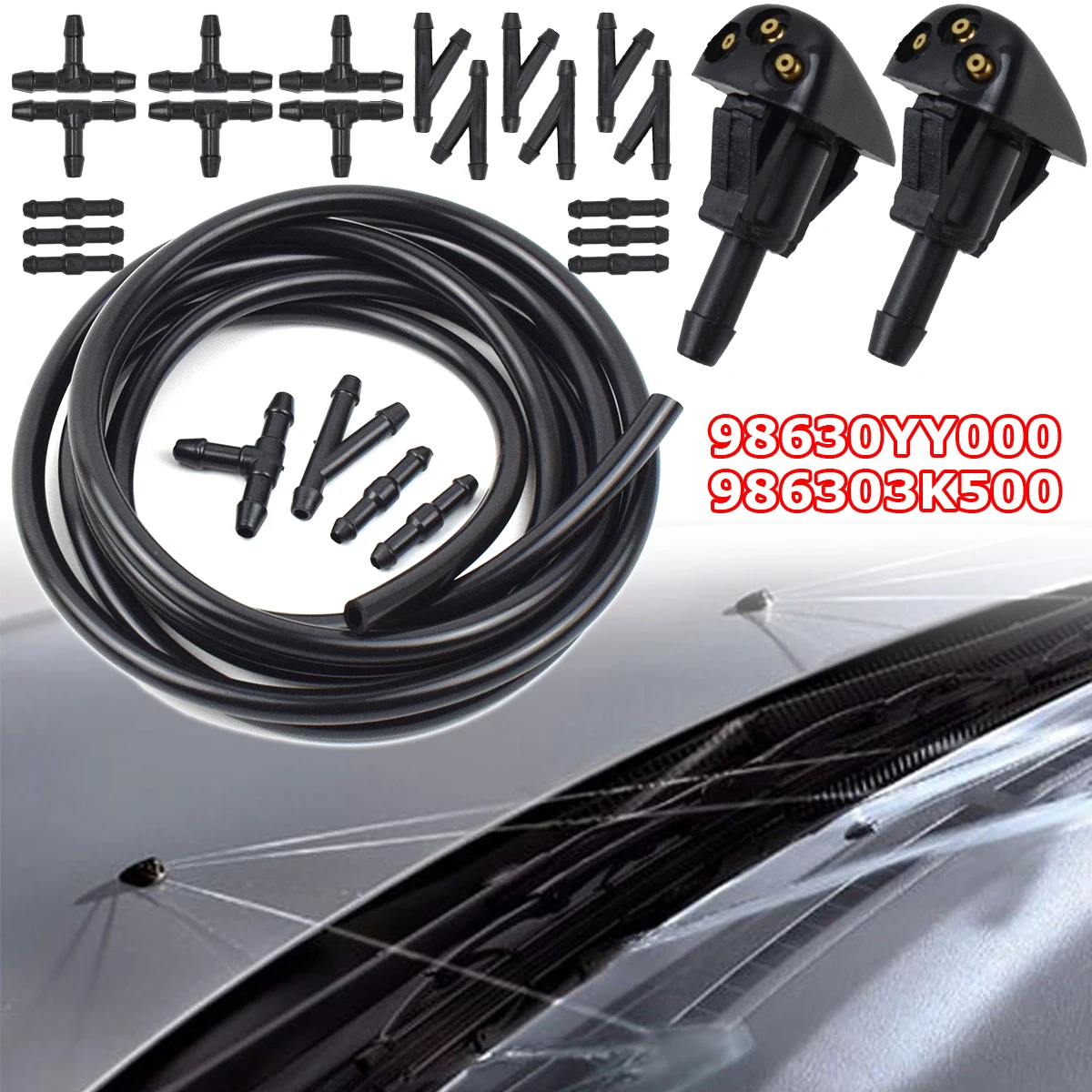 

Car Front Windshield Wiper Nozzle Washer Spray Jet Hose Pipe Kit For Hyundai Elantra Sonata Kia Amanti Optima Sorento 98630YY000